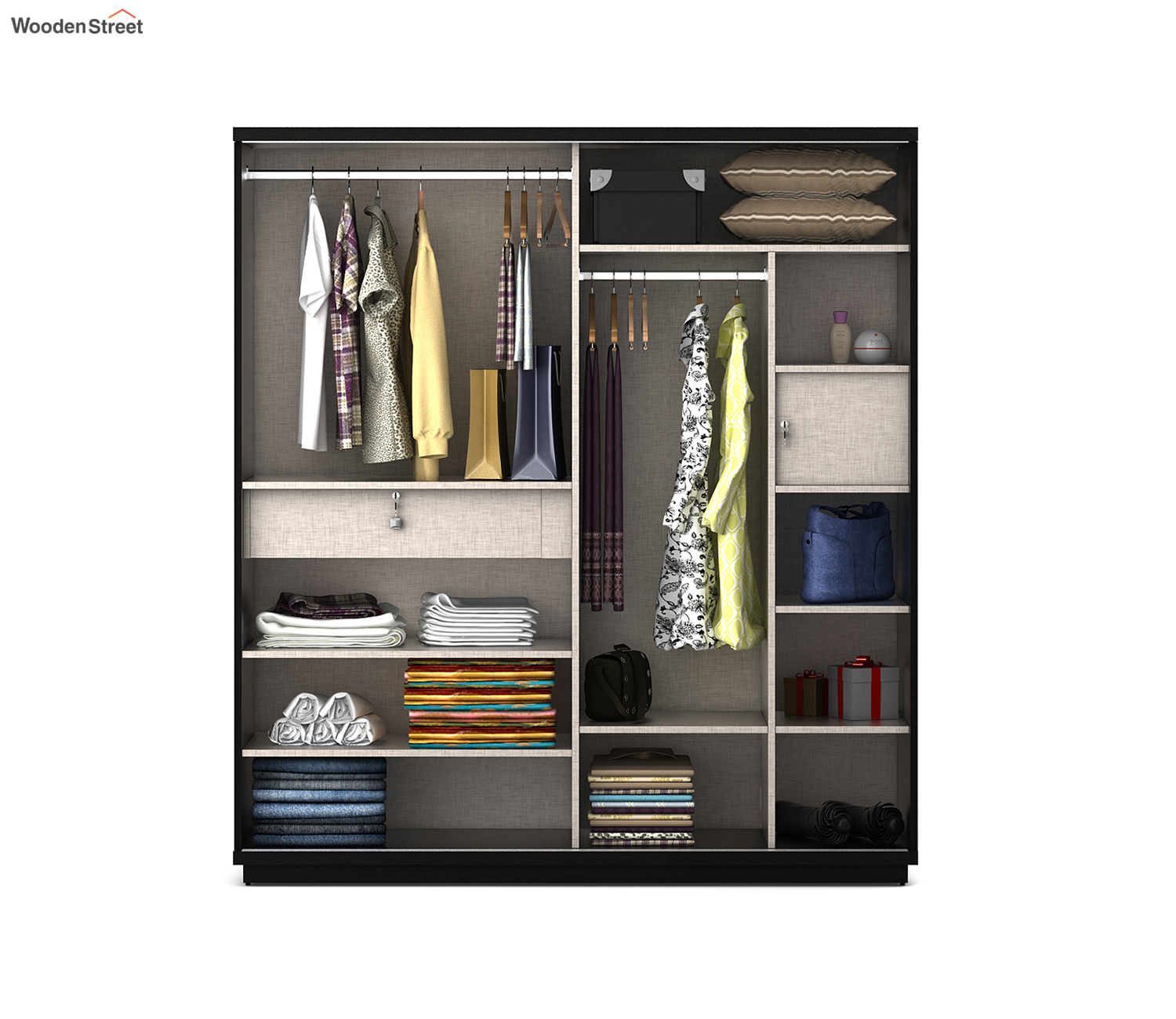 Kosmo Universal 2 Door Sliding Wardrobe – Flowery Wenge Finish